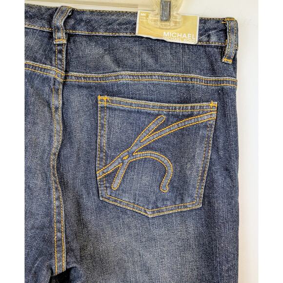 Michael Kors Boot Cut Jeans 10 Blue MK Signature Indigo Mid Rise Stretch NEW - Picture 8 of 11